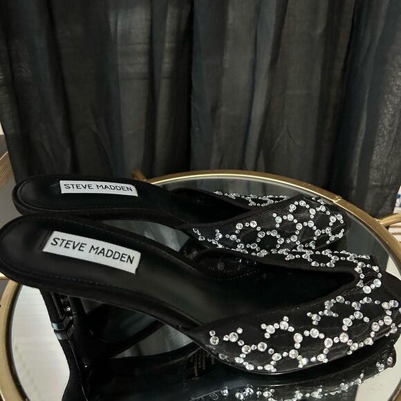 Steve Madden Rowe Mesh Crystal Mules NEW - Picture 4 of 6